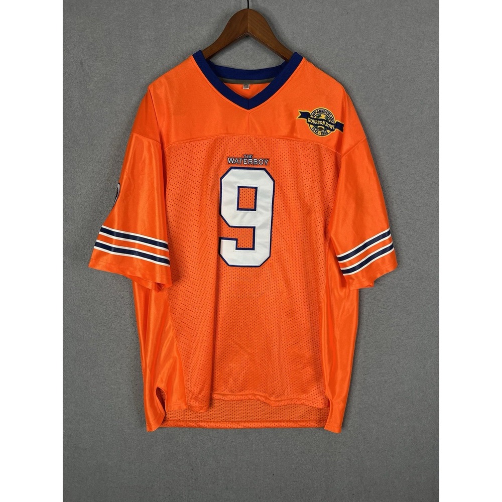 Bobby Boucher #9 The Waterboy Football Jersey Adam Sandler Orange Black‎ Size XL